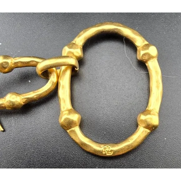 Ralph Lauren Gold-Tone Linked Oval Dangle Earrings With Textured Design - Picture 5 of 8